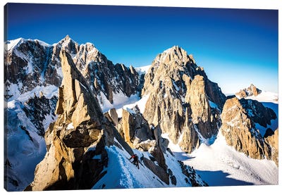 A Climber On The North Face Of Tour Ronde, Chamonix, France - II Canvas Art Print - Snowscape Art
