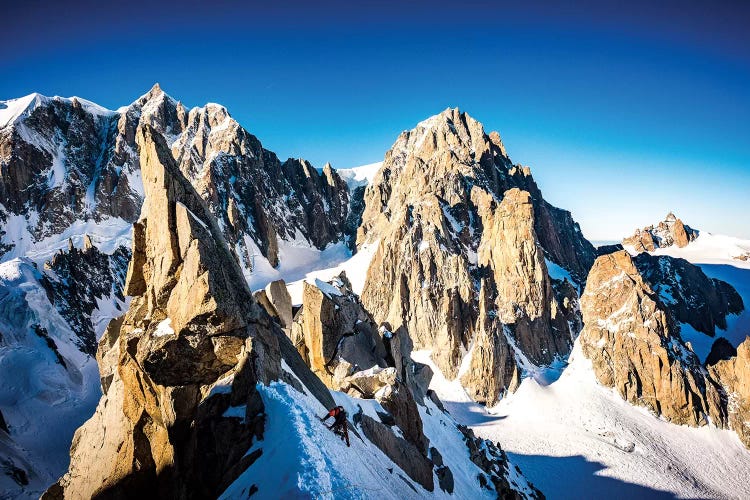 A Climber On The North Face Of Tour Ronde, Chamonix, France