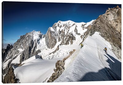 A Climber On The East Face Of Tour Ronde, Chamonix, France Canvas Art Print