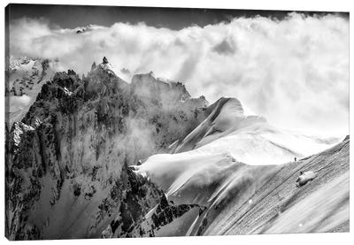 A Skier On The Midi-Plan Ridge, Chamonix, France Canvas Art Print - Chamonix