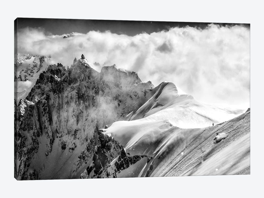A Skier On The Midi-Plan Ridge, Chamonix, France by Alex Buisse 1-piece Canvas Print