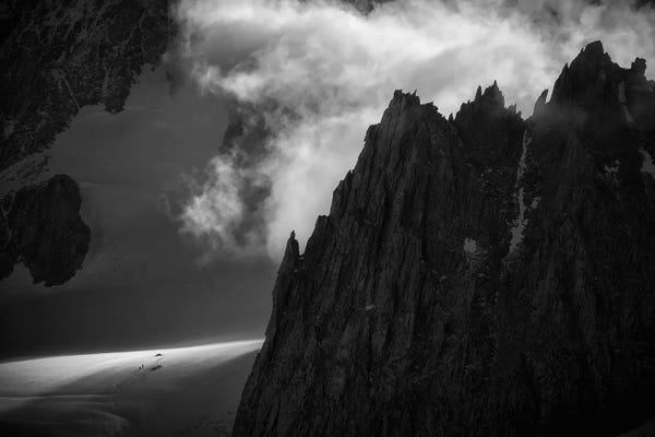 Alex Buisse: A Climber's Tent Below Aiguilles Marbrées, Chamonix, France by Alex Buisse