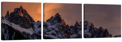 Aiguilles de Chamonix In The French Alps, Haute Savoie, France Canvas Art Print - 3-Piece Panoramic Art