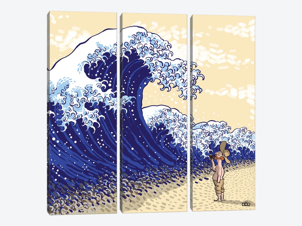 Japanese Waves by Alireza Karimi Moghaddam 3-piece Canvas Print