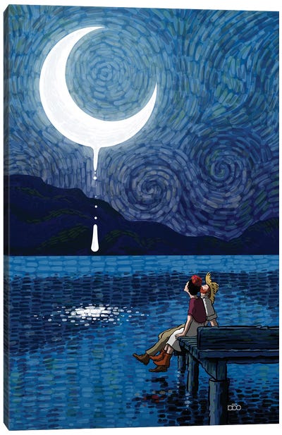 Moon Tears Canvas Art Print - Crescent Moon Art