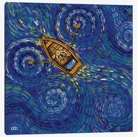 Paddling In A Starry Lake Canvas Print #ALZ26} by Alireza Karimi Moghaddam Canvas Artwork
