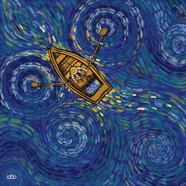 Alireza Karimi Moghaddam: Paddling In A Starry Lake by Alireza Karimi Moghaddam