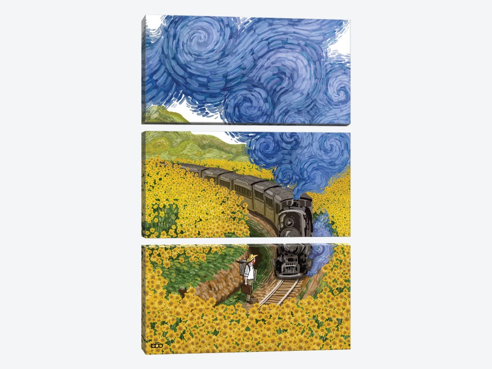 Sunflower Station by Alireza Karimi Moghaddam 3-piece Canvas Wall Art