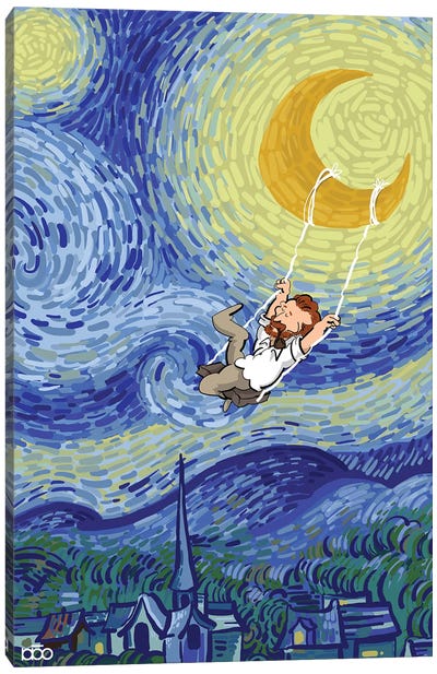 Swing On The Moon Canvas Art Print - Van Gogh & Friends