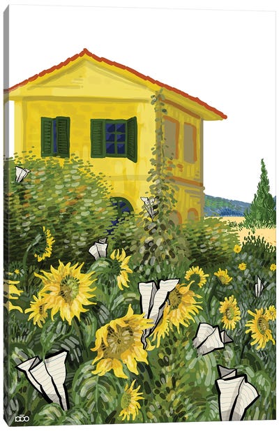 Yellow House Canvas Art Print - Art by Middle Eastern Artists