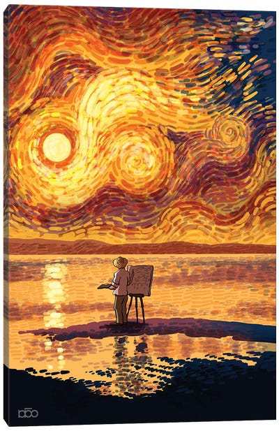 Dawn In The Seaside Canvas Art Print - Alireza Karimi Moghaddam