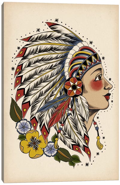 All American Girl Canvas Art Print - Native American Décor