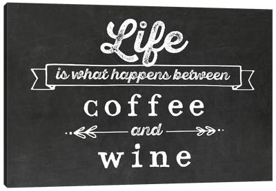 Coffee & Wine Canvas Art Print - Food & Drink Typography