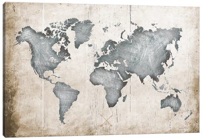 Industrial Map Canvas Art Print - World Map Art
