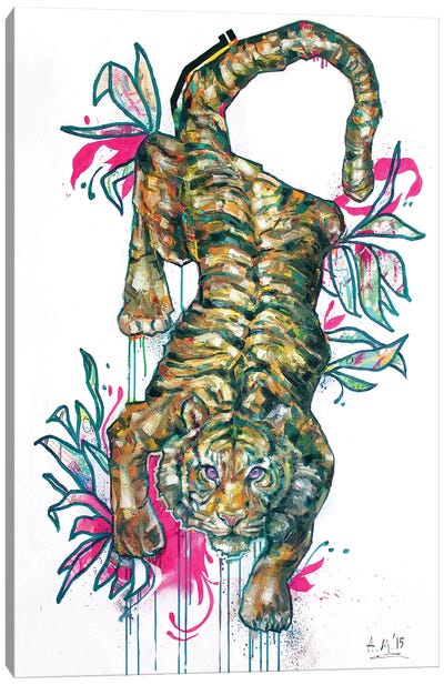 Botanical Tiger Canvas Art Print - Tiger Art