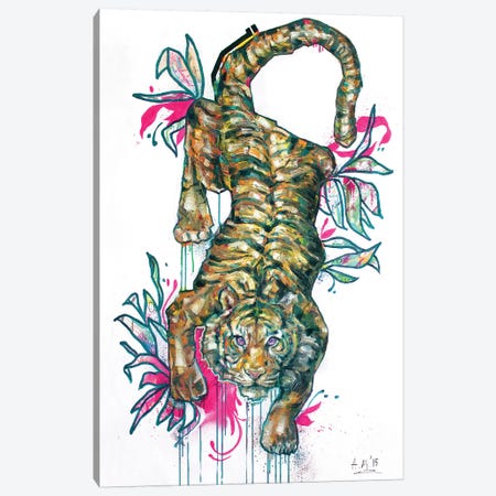 Botanical Tiger Canvas Print #AME68} by Armando Mesias Canvas Art Print