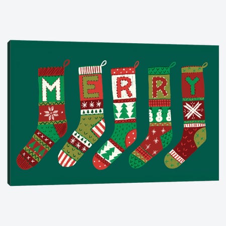 Merry Stockings Canvas Print #AMG101} by Amanda Mcgee Art Print