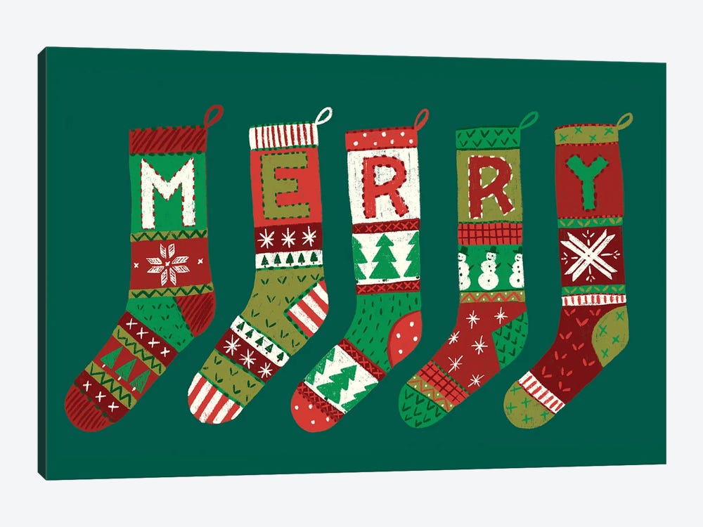 Merry Stockings Canvas Artwork by Amanda Mcgee | iCanvas