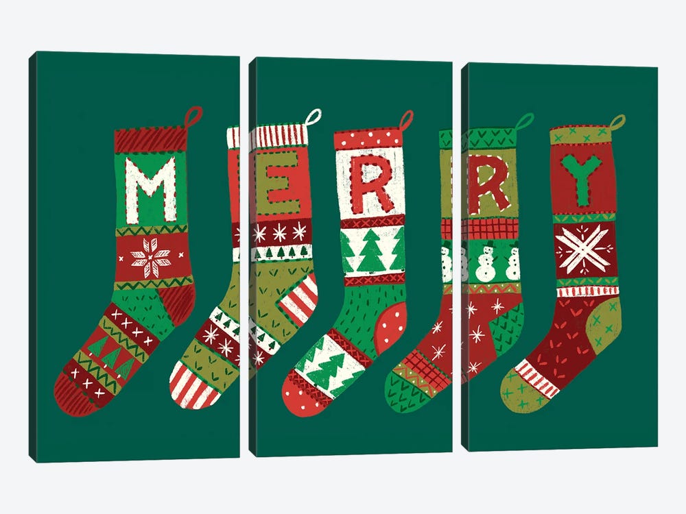 Merry Stockings by Amanda Mcgee 3-piece Art Print