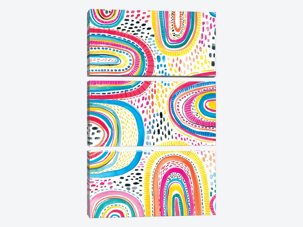 Colorfully Happy I by Amanda Mcgee 3-piece Canvas Wall Art
