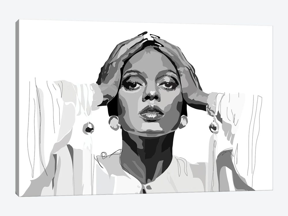 Diana Ross by Anna Mckay 1-piece Canvas Print