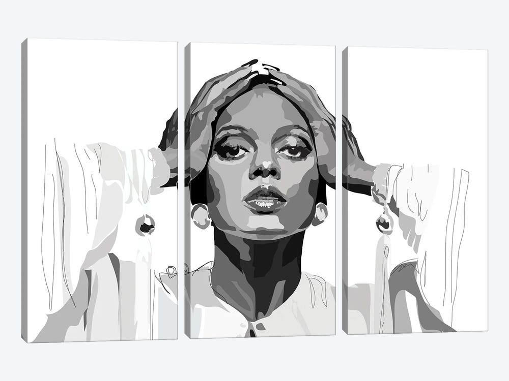 Diana Ross by Anna Mckay 3-piece Canvas Print