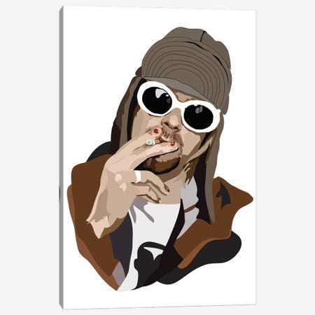 Kurt Cobain Smoking Canvas Print #AMK45} by Anna Mckay Canvas Artwork