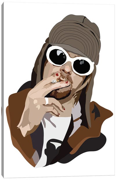 Kurt Cobain Smoking Canvas Art Print - Anna Mckay