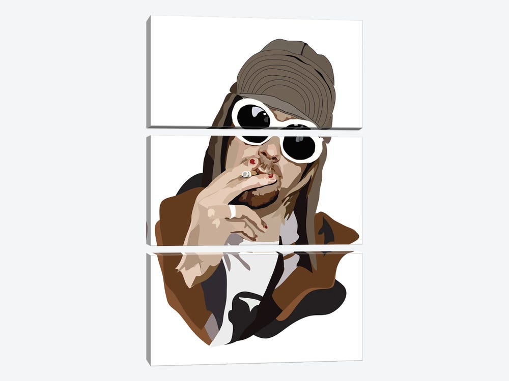 Kurt Cobain Smoking by Anna Mckay 3-piece Canvas Art Print