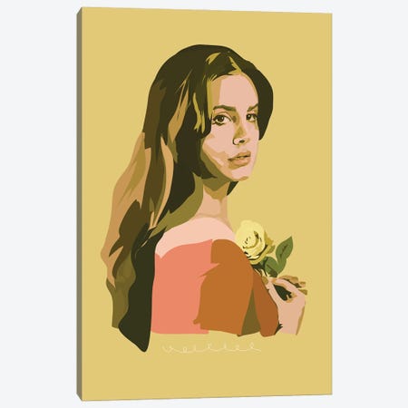 Lana Del Rey With Rose Canvas Print #AMK48} by Anna Mckay Canvas Art Print