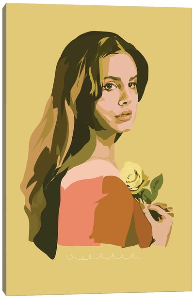 Lana Del Rey With Rose Canvas Art Print - Anna Mckay