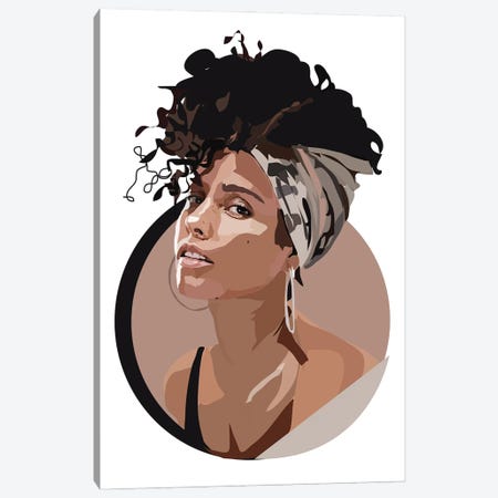 Alicia Keys Canvas Print #AMK5} by Anna Mckay Canvas Art Print