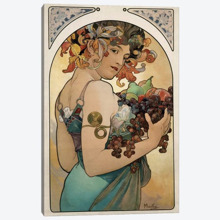 Fruit, 1897 Canvas Print #AMM11} by Alphonse Mucha Canvas Art