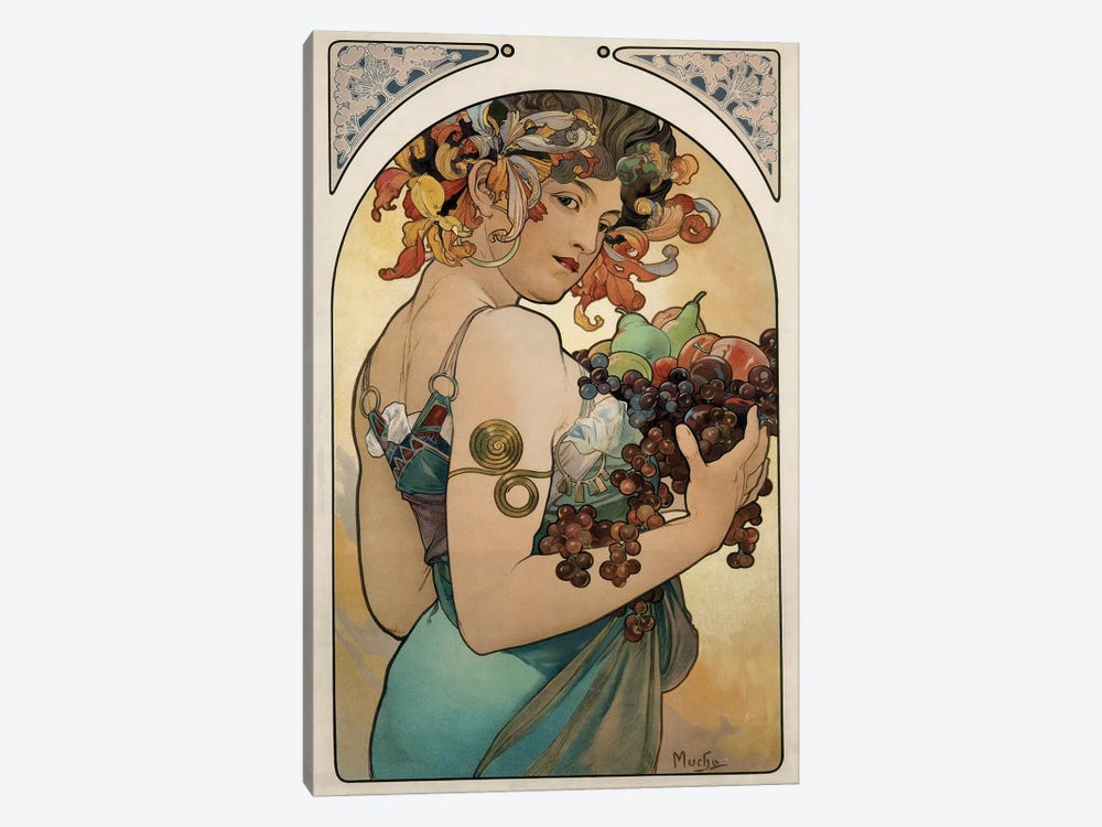 Fruit, 1897 by Alphonse Mucha 1-piece Canvas Art