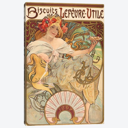 Biscuits Lefervre-Utile, 1896 Canvas Print #AMM32} by Alphonse Mucha Canvas Artwork
