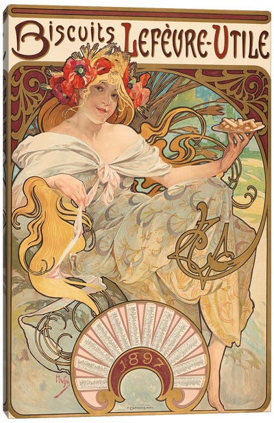 Biscuits Lefervre-Utile, 1896 Canvas Art Print - Alphonse Mucha