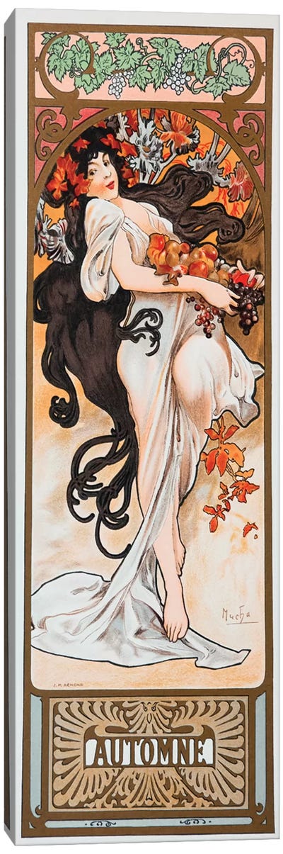 Autumn Canvas Art Print - Alphonse Mucha