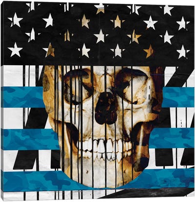 Skull Spangled Banner Canvas Art Print - Americana Collection