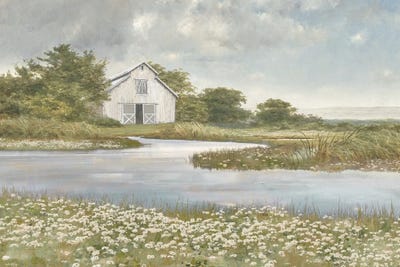 Canvas Art Prints: Barn By The Water's Edge by Amber Sterling