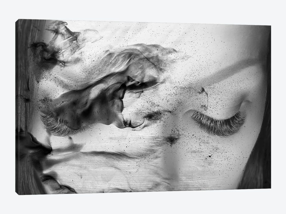 White Smoke Art Textured Background With Eyelashes by Tatiana Amrein 1-piece Canvas Print