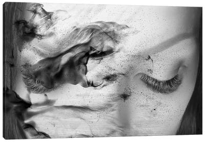 White Smoke Art Textured Background With Eyelashes Canvas Art Print - Tatiana Amrein