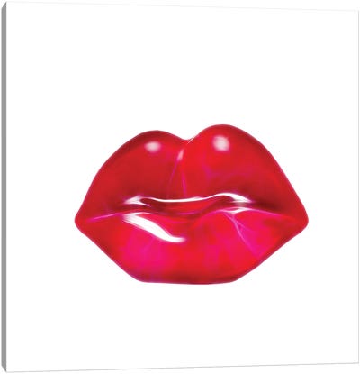 Neon Red Lips Canvas Art Print - Lips Art