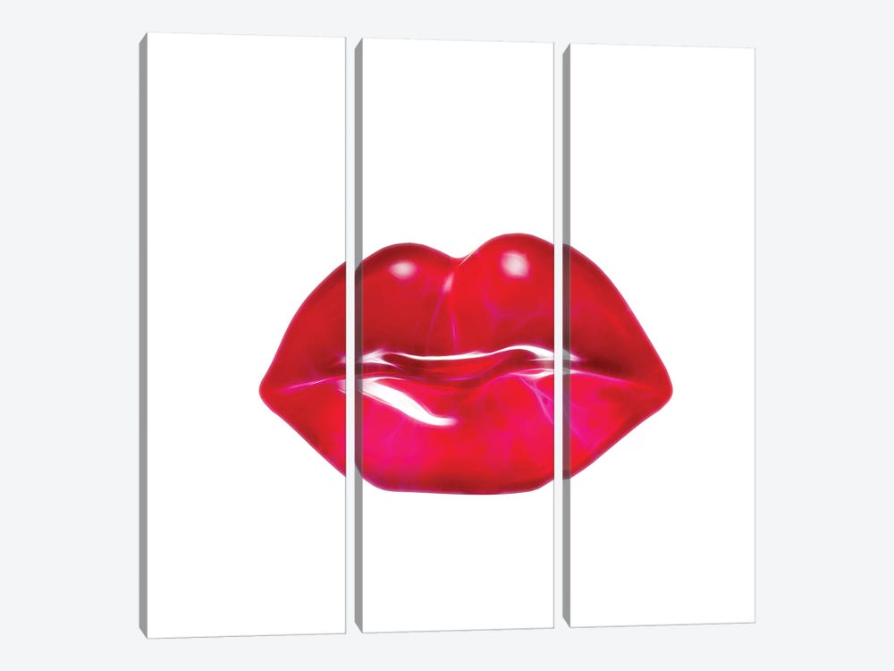 Neon Red Lips by Tatiana Amrein 3-piece Art Print