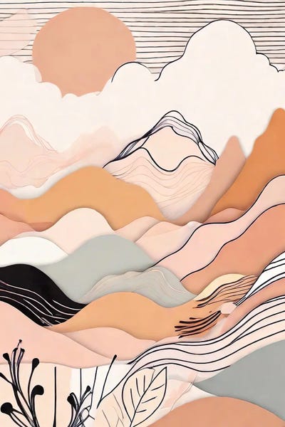 Mountains Retro by Tatiana Amrein framed canvas print