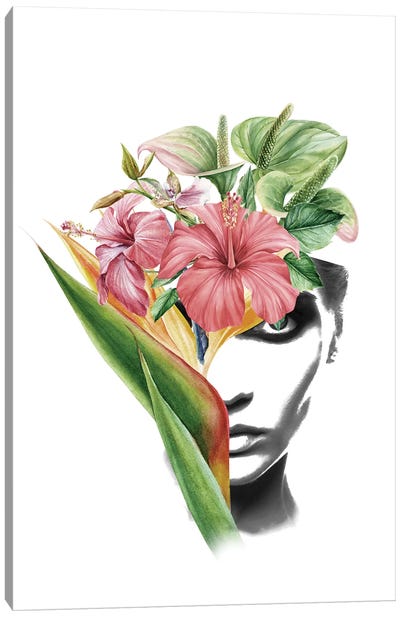Hibiscus Lady Canvas Art Print - Multimedia Portraits