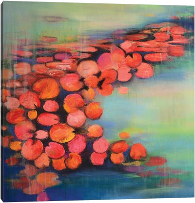 Abstract Pond II Canvas Art Print - Water Lilies Collection