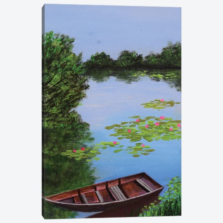 Boat Near The Pond Canvas Print #AMT37} by Amita Dand Canvas Art