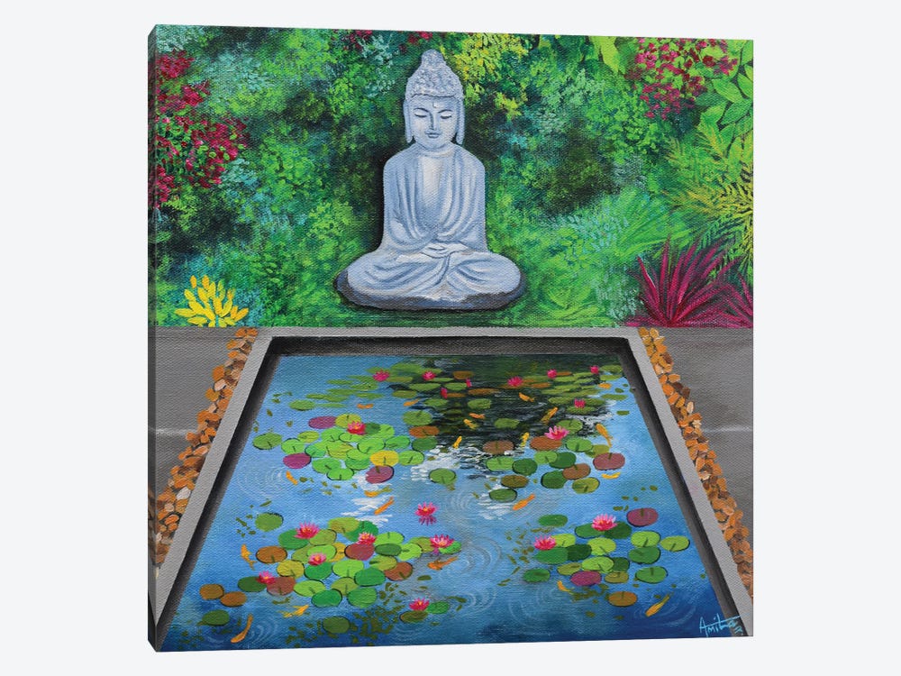 Buddha By The Pond by Amita Dand 1-piece Art Print
