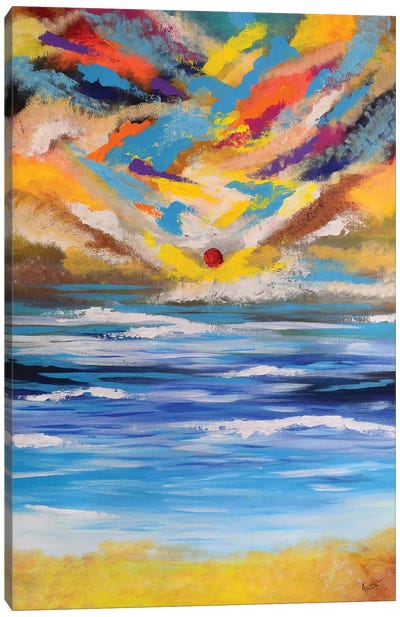Beach Sunset Canvas Art Print - Coastal & Ocean Abstract Art