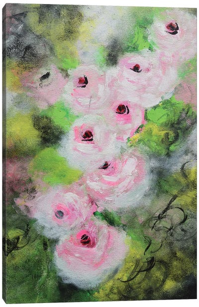 Vintage Pink Roses Canvas Art Print - Amita Dand
